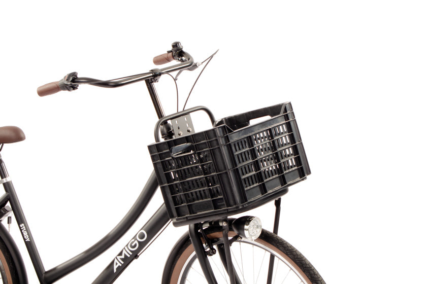 Amigo Fietskrat 30 liter 100% gerecycled kunststof zwart