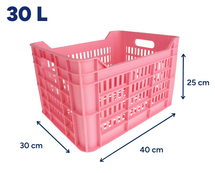 Amigo Fietskrat 30 liter kunststof roze