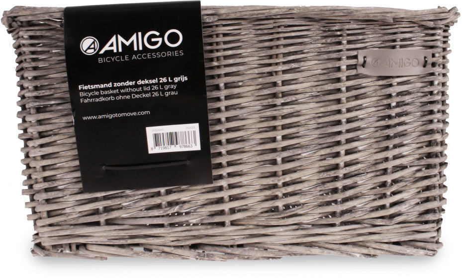 Amigo Fietsmand 26 liter riet asgrijs