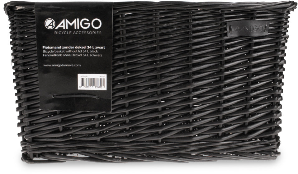 Amigo Fietsmand 34 liter riet zwart