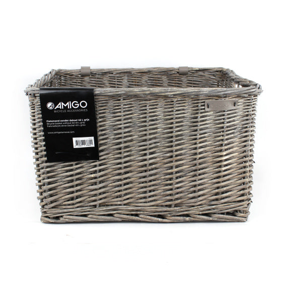 Amigo Fietsmand 45 liter riet asgrijs