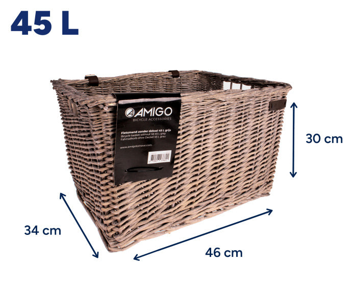 Amigo Fietsmand 45 liter riet bruin