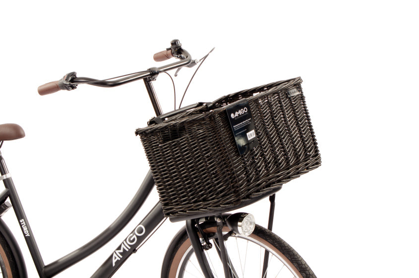 Amigo Fietsmand 45 liter riet zwart