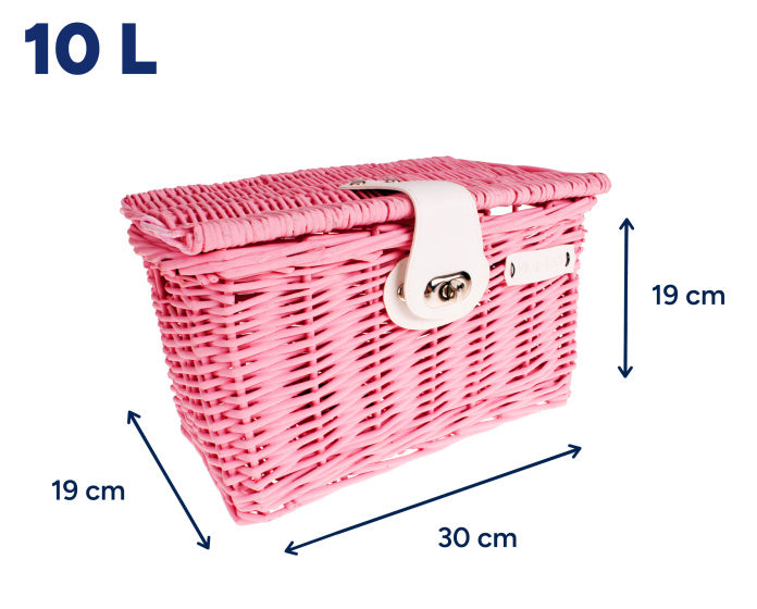 Amigo Fietsmand met deksel 10 liter riet roze