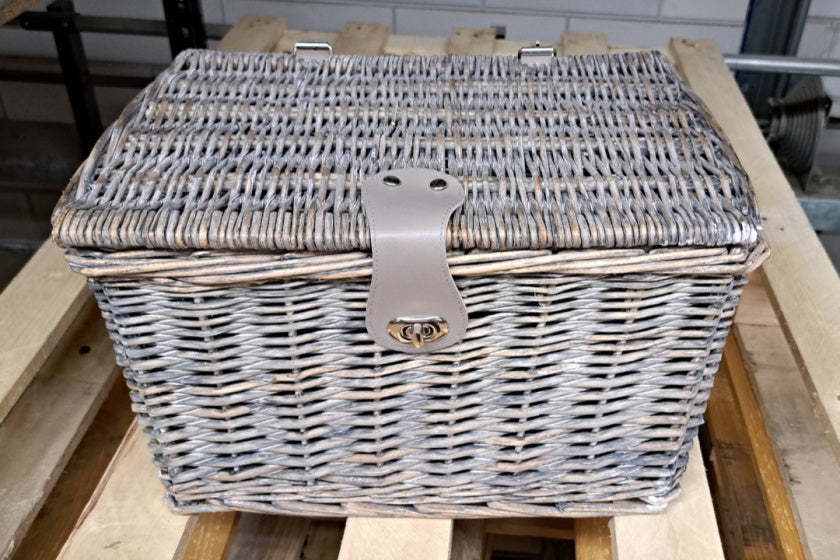 Fietsmand met deksel 26L asgrijs
