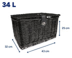Amigo Fietsmand met deksel 34 liter riet zwart