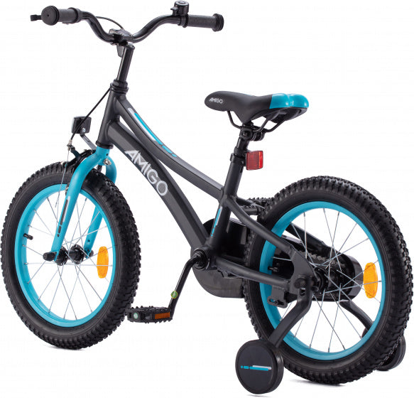 Amigo Flip 16 Inch 25 cm Jongens Terugtraprem Zwart/Blauw