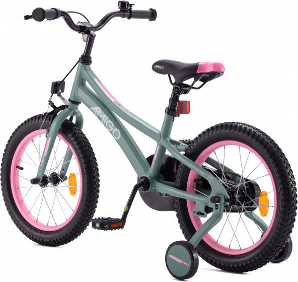 Amigo Flip 16 inch 25 cm meisjes terugtraprem groen/roze