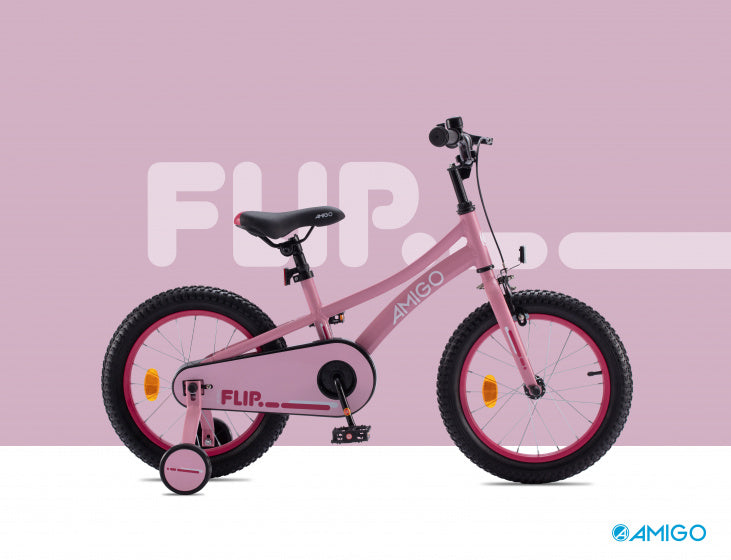 flip 16 inch 25 cm meisjes terugtraprem roze