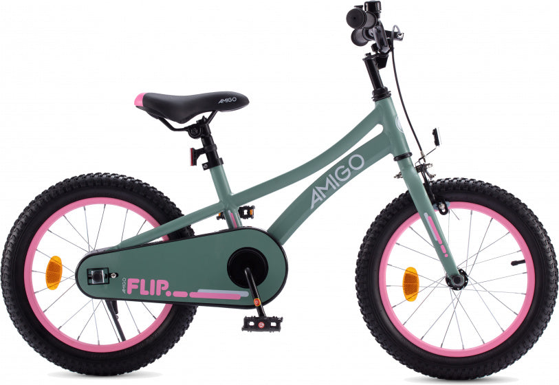Amigo Flip 18 inch 26,5 cm meisjes terugtraprem groen/roze