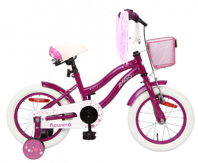 Amigo Flower 14 inch 22 cm meisjes terugtraprem paars