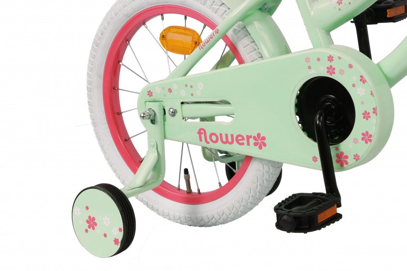 Amigo Flower 16 inch 26 cm meisjes terugtraprem groen