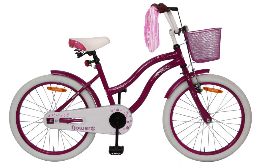 Amigo Flower 20 inch 33 cm meisjes terugtraprem paars