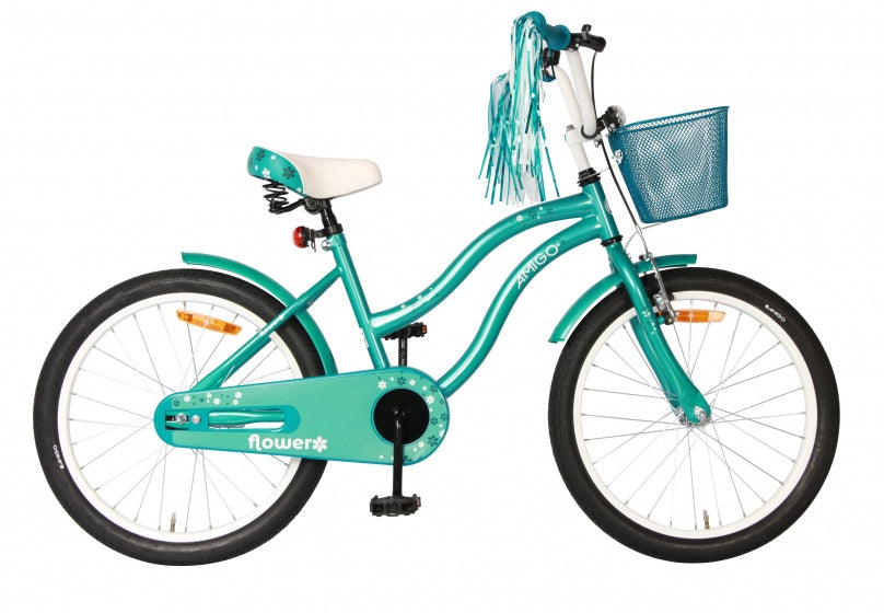 flower 20 inch 33 cm meisjes terugtraprem turquoise