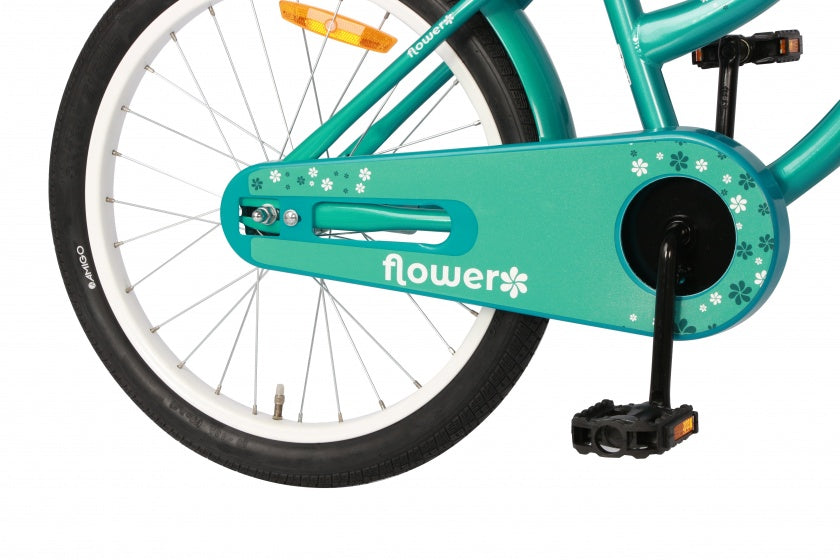 flower 20 inch 33 cm meisjes terugtraprem turquoise