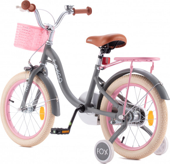 fox 12 inch 20 cm meisjes terugtraprem grijs