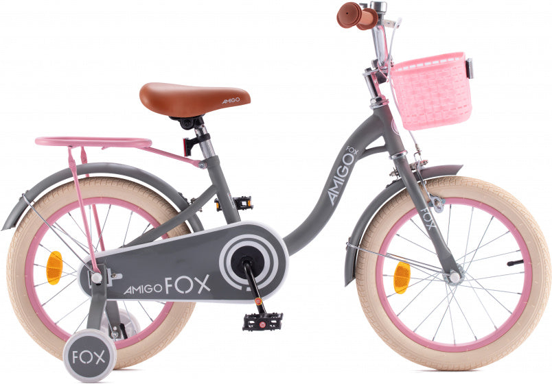 fox 12 inch 20 cm meisjes terugtraprem grijs