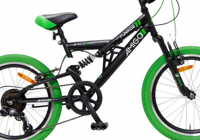 fun ride 20 inch 33 cm junior 7v v-brakes zwart/groen