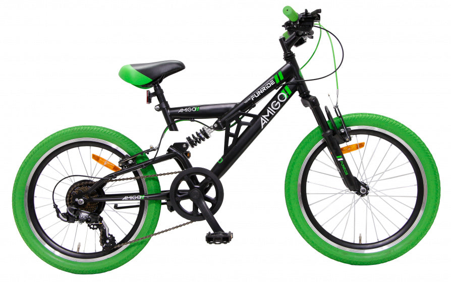 fun ride 20 inch 33 cm junior 7v v-brakes zwart/groen