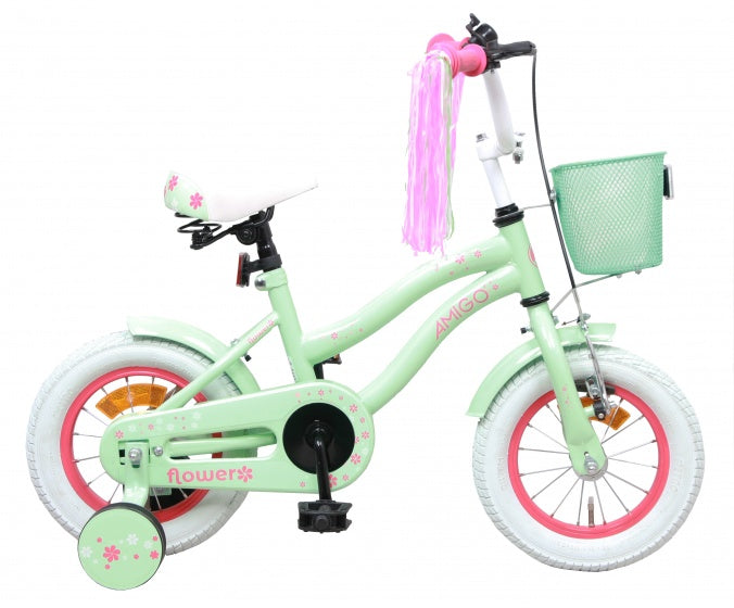 Amigo Flower 12 inch 21,5 cm meisjes terugtraprem groen