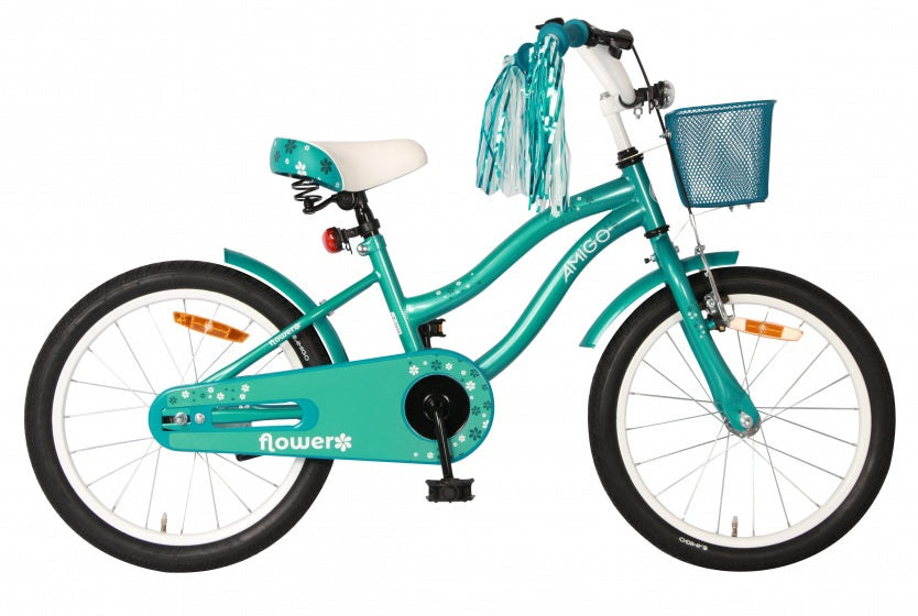Amigo Flower 18 Inch 30 cm Meisjes Terugtraprem Turquoise
