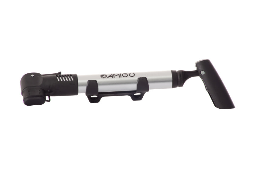 Amigo Hand-/fietspomp 7 Bar 28 cm zilver