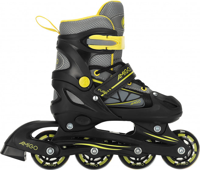 Amigo Inlineskates junior polypropyleen zwart/geel mt 30/33