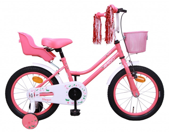 Amigo 16 Inch 25 cm Meisjes Terugtraprem Roze