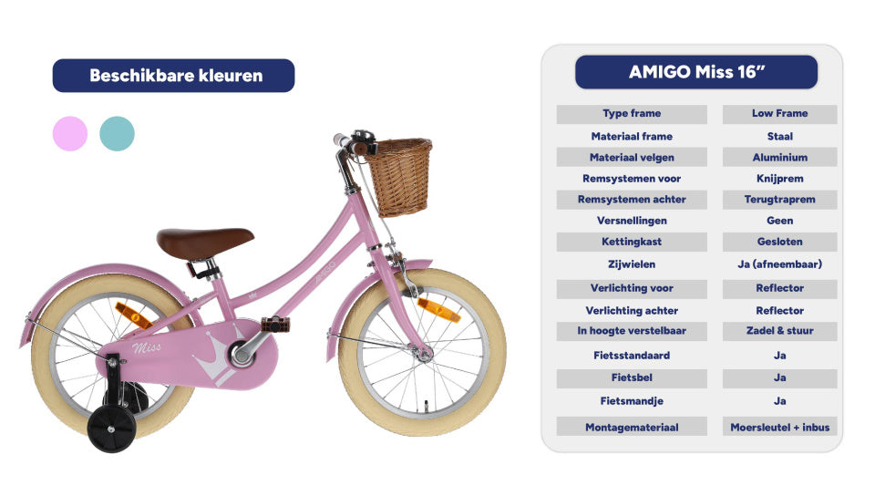Amigo Miss 16 Inch 21 cm Meisjes Terugtraprem Roze