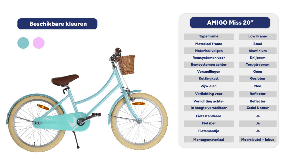 Amigo Miss 20 Inch 31 cm Meisjes Terugtraprem Turquoise