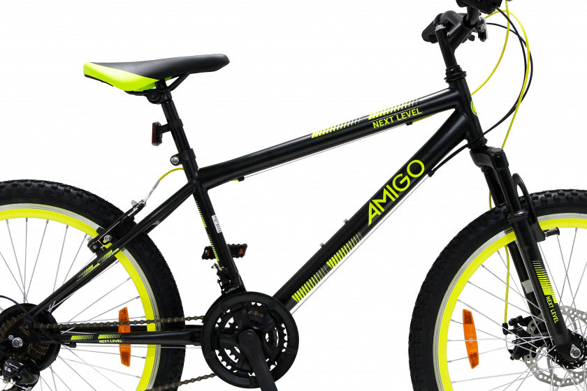 Next Level 24 Inch 39 cm Junior 21V V-Brakes Zwart/Geel