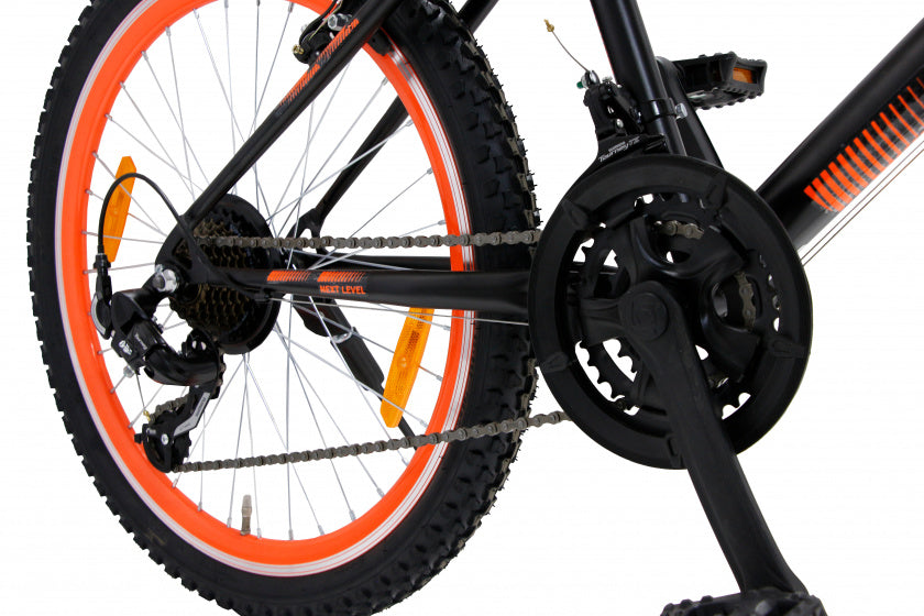 Next Level 24 Inch 39 cm Junior 21V V-Brakes Zwart/Oranje