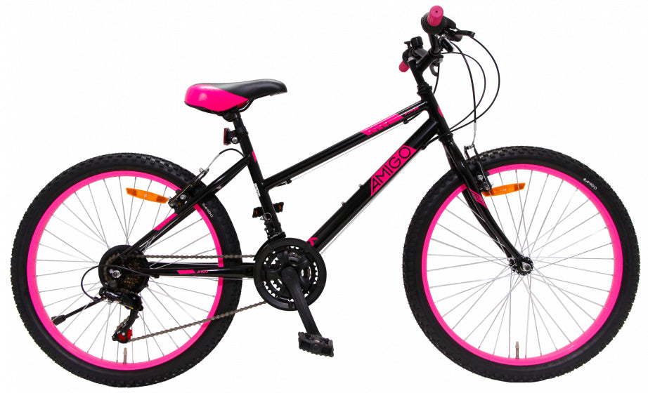 power 26 inch 42 cm meisjes 18v v-brakes zwart/roze