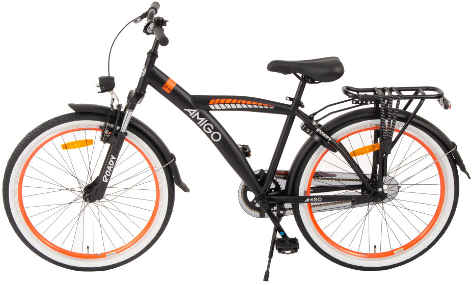 Amigo Roady 24 Inch 38,5 cm Jongens Terugtraprem Zwart/Oranje