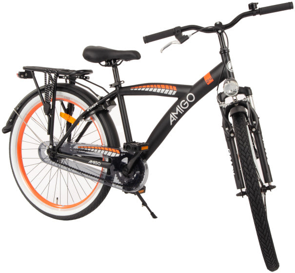 Amigo Roady 24 Inch 38,5 cm Jongens Terugtraprem Zwart/Oranje