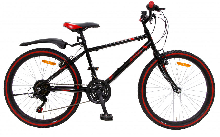 rock 24 inch 38 cm junior 18v v-brakes zwart rood