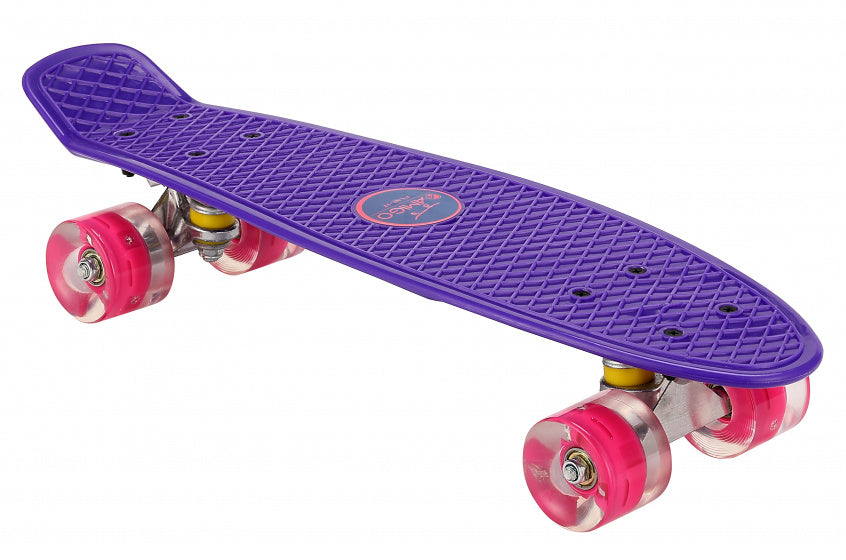 Amigo Flip-Ít skateboard met ledverlichting 55,5 cm paars/roze