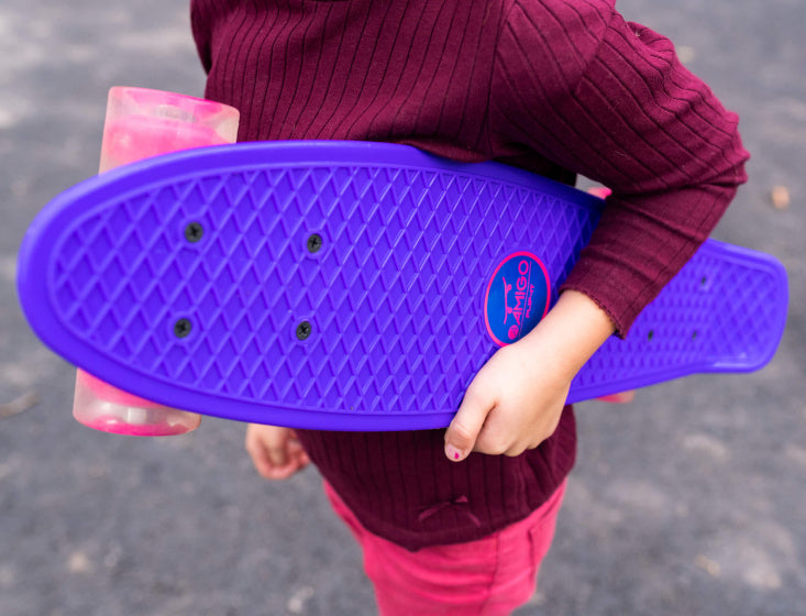 Amigo Flip-Ít skateboard met ledverlichting 55,5 cm paars/roze