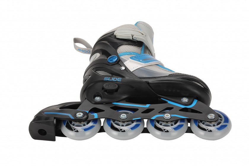 Amigo 2-in-1 schaatsen/skates junior zwart/blauw maat 30/33