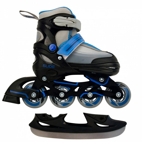 skates 2-in-1 Slide-U jongens polypropyleen zwart/blauw mt 34/37