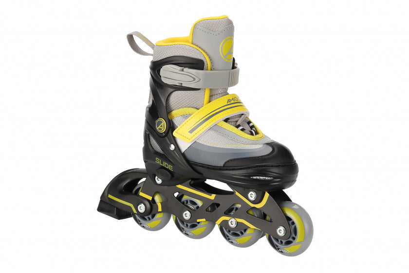 Amigo 2-in-1 schaatsen/skates junior zwart/geel maat 34/37