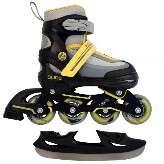 Amigo 2-in-1 schaatsen/skates junior zwart/geel maat 34/37