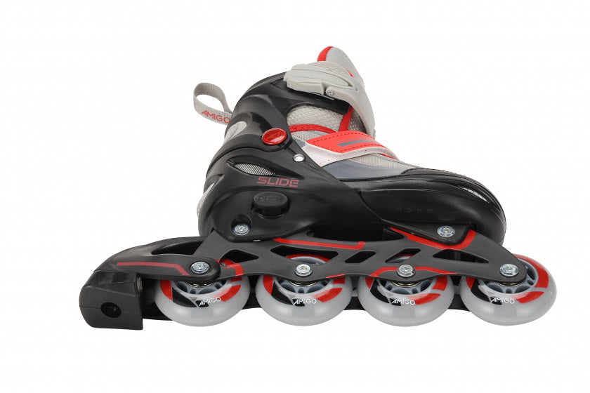 Amigo 2-in-1 schaatsen/skates junior zwart/rood maat 30/33