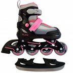 2-in-1 inlineskates en schaatsen junior zwart/roze mt 30/33
