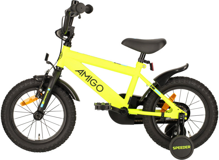 Amigo Speeder 14 Inch 24 cm Jongens Terugtraprem Geel/Zwart