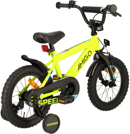 Amigo Speeder 14 Inch 24 cm Jongens Terugtraprem Geel/Zwart