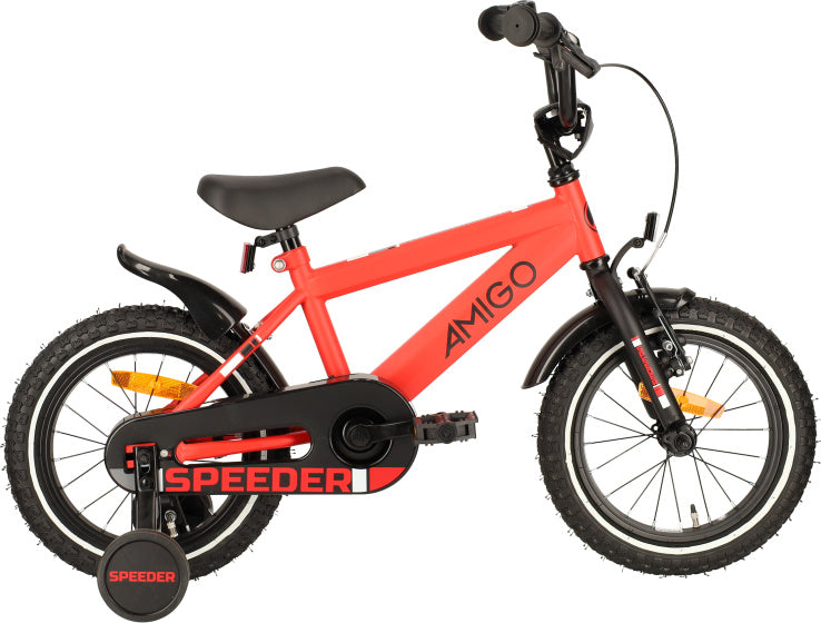 Amigo Speeder 14 Inch 24 cm Jongens Terugtraprem Rood/Zwart