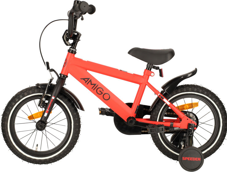 Amigo Speeder 14 Inch 24 cm Jongens Terugtraprem Rood/Zwart