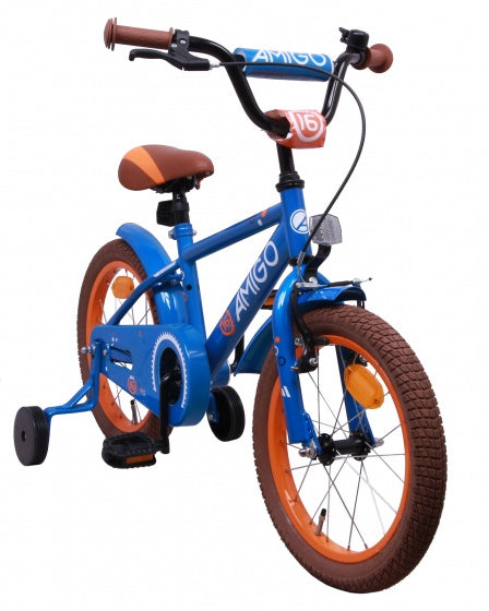 Amigo Sports 16 inch 25,4 cm jongens terugtraprem blauw