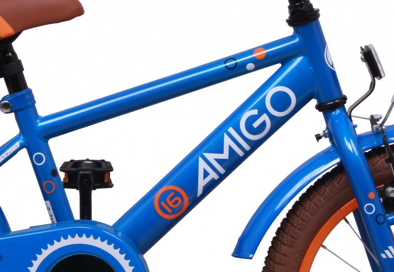 Amigo Sports 16 inch 25,4 cm jongens terugtraprem blauw